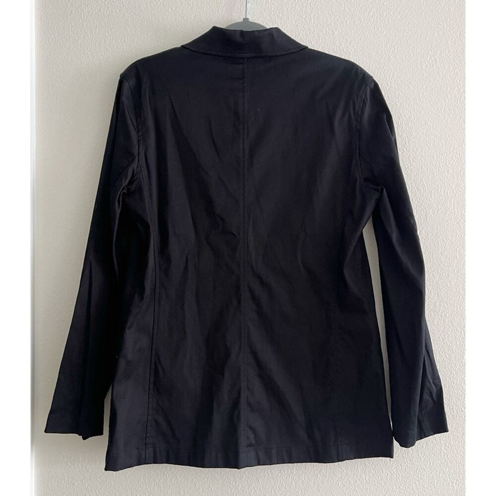 Chicos Black Cotton Classic Blazer Lightweight Jacket Size 1 - Picture 2 of 6